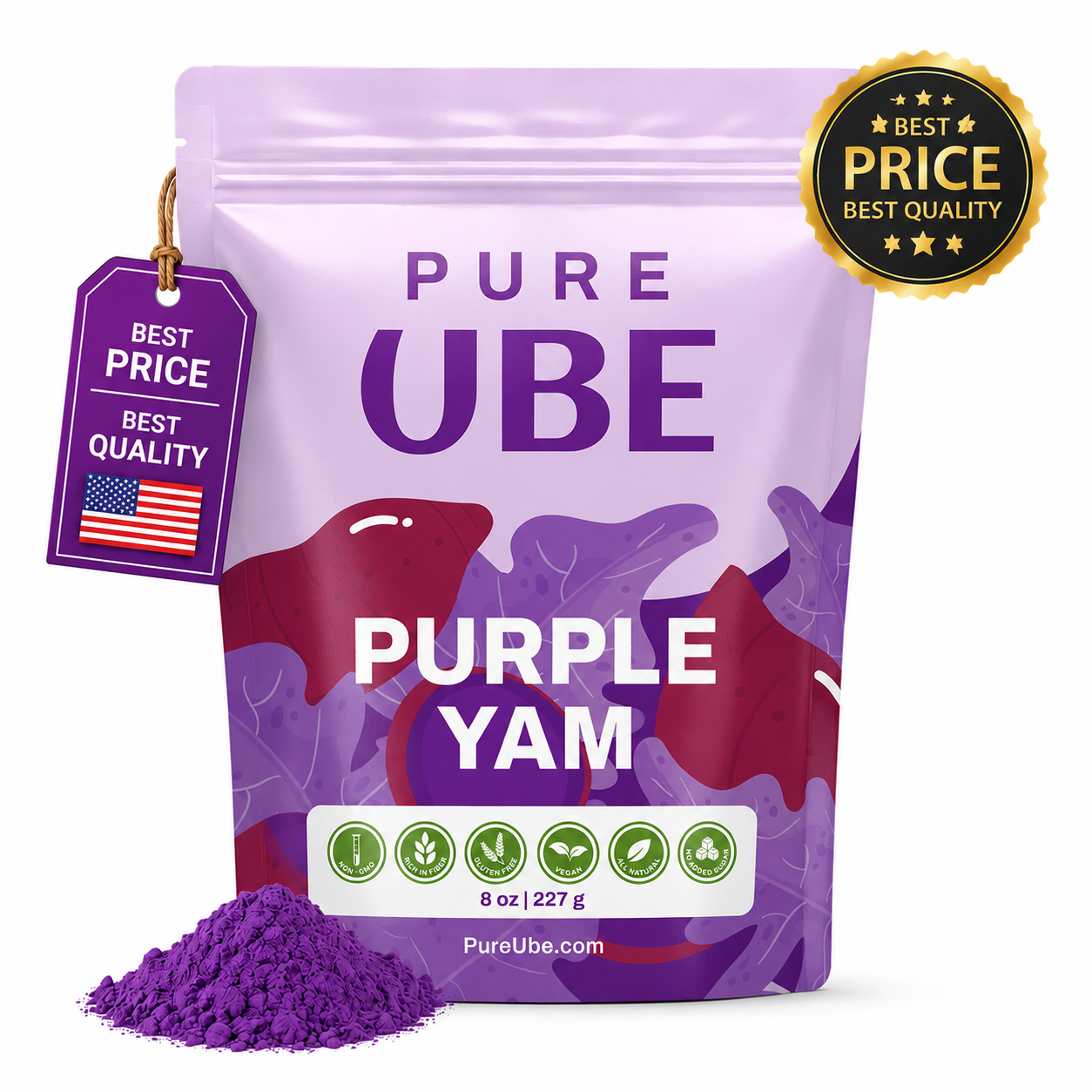 Sachet de poudre Pure Ube Purple Yam, 227 g